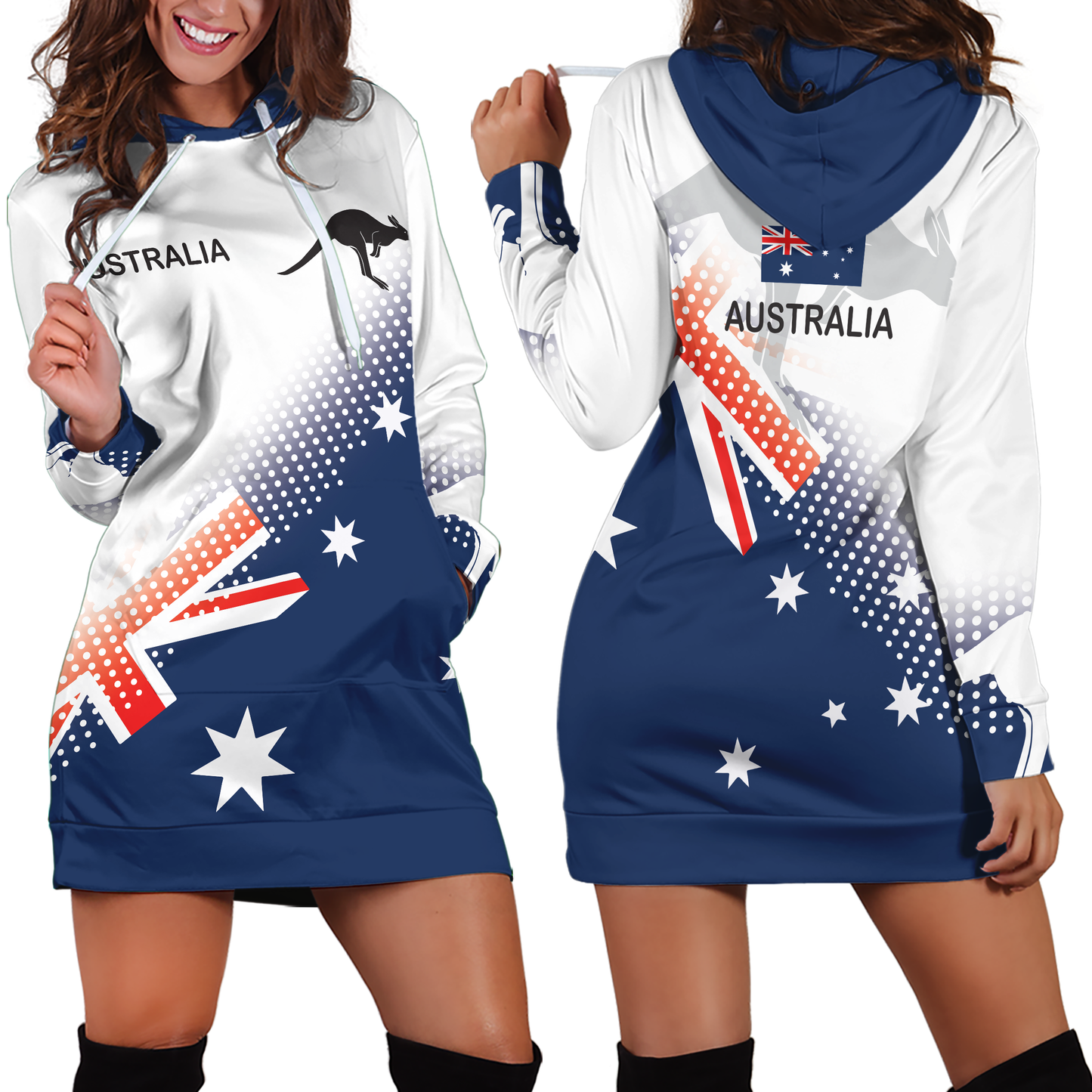 Australia Flag Zip Hoodie Dots Version PL - Amaze Style™-Apparel
