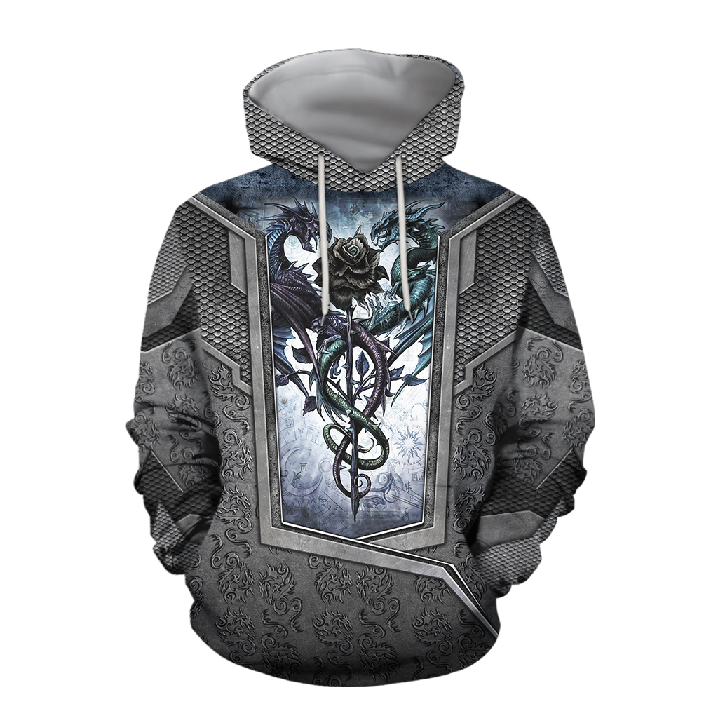 3D Tattoo and Dungeon Dragon Hoodie HAC020114-Apparel-NM-Hoodie-S-Vibe Cosy™