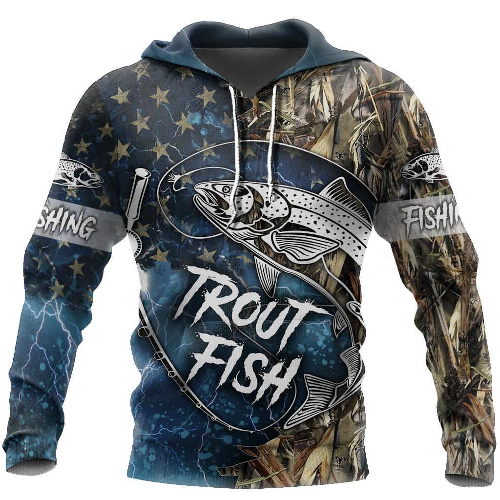 Trout Fishing 3D all over shirts for men and women blue color TR211201 - Amaze Style™-Apparel