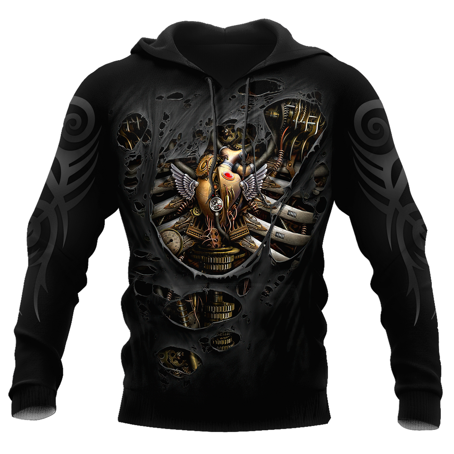 Steampunk Mechanic Skull All Over Printed Hoodie For Men and Women TN