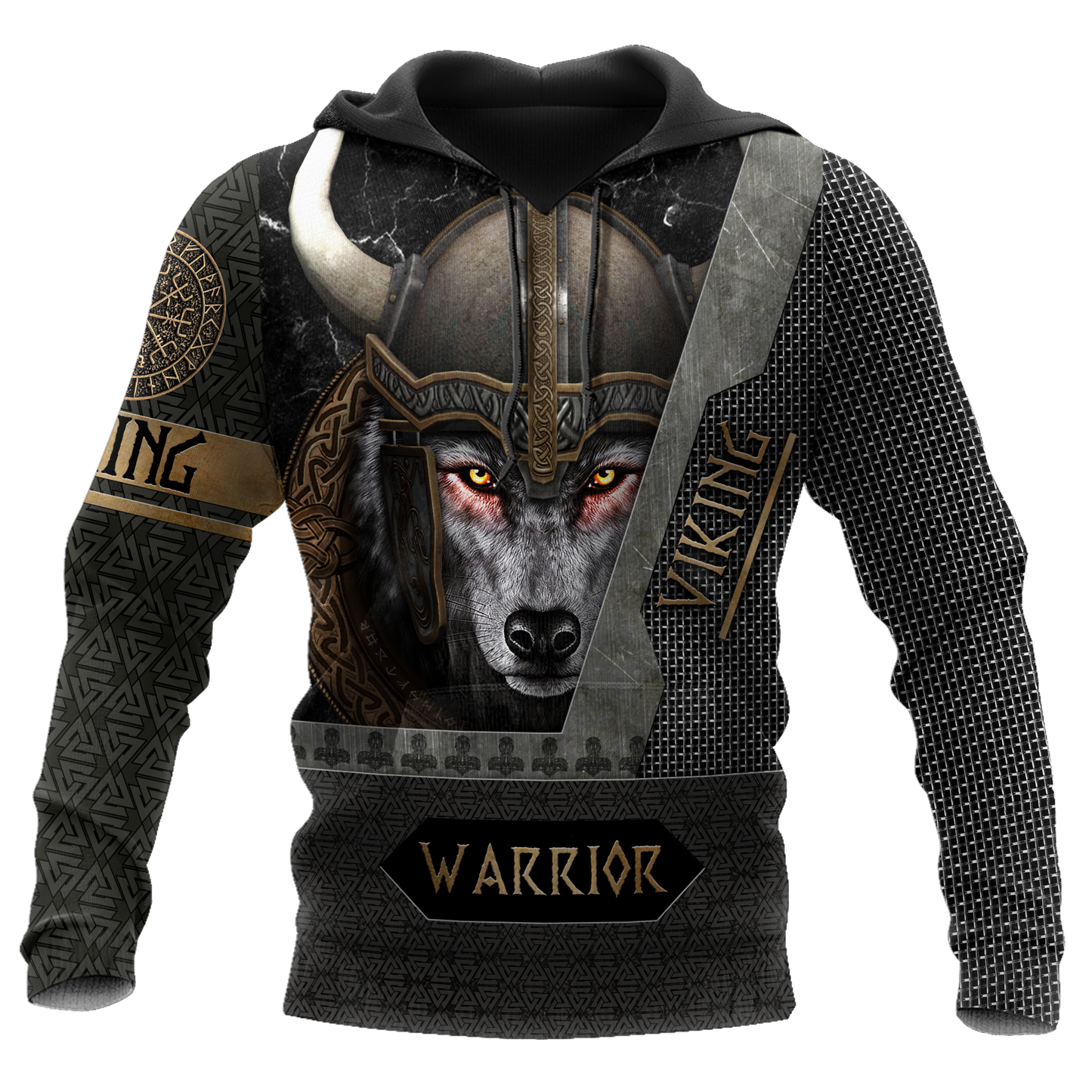 3D Viking Wolf Warrior Over Printed Hoodie for Men and Women