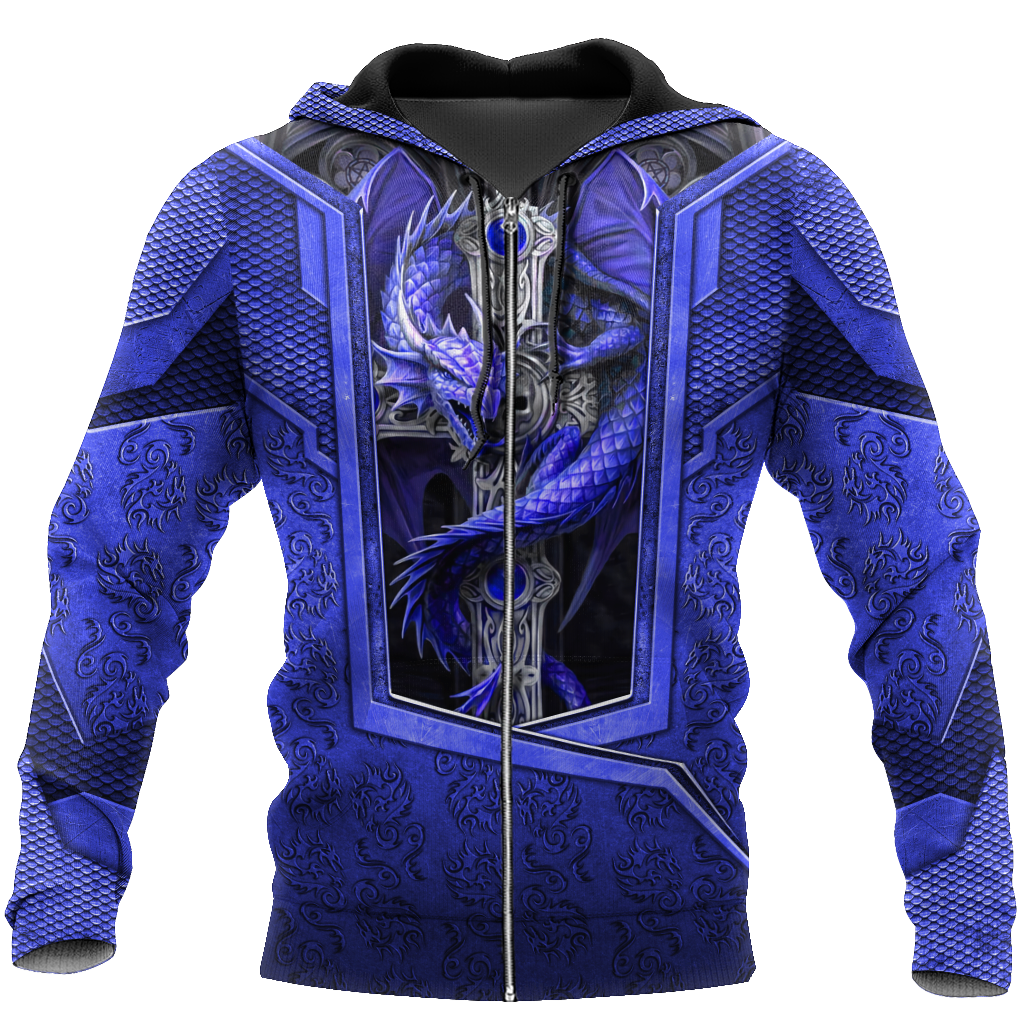 3D Tattoo and Dungeon Dragon Hoodie HAC301202-Apparel-NM-Zip hoodie-S-Vibe Cosy™