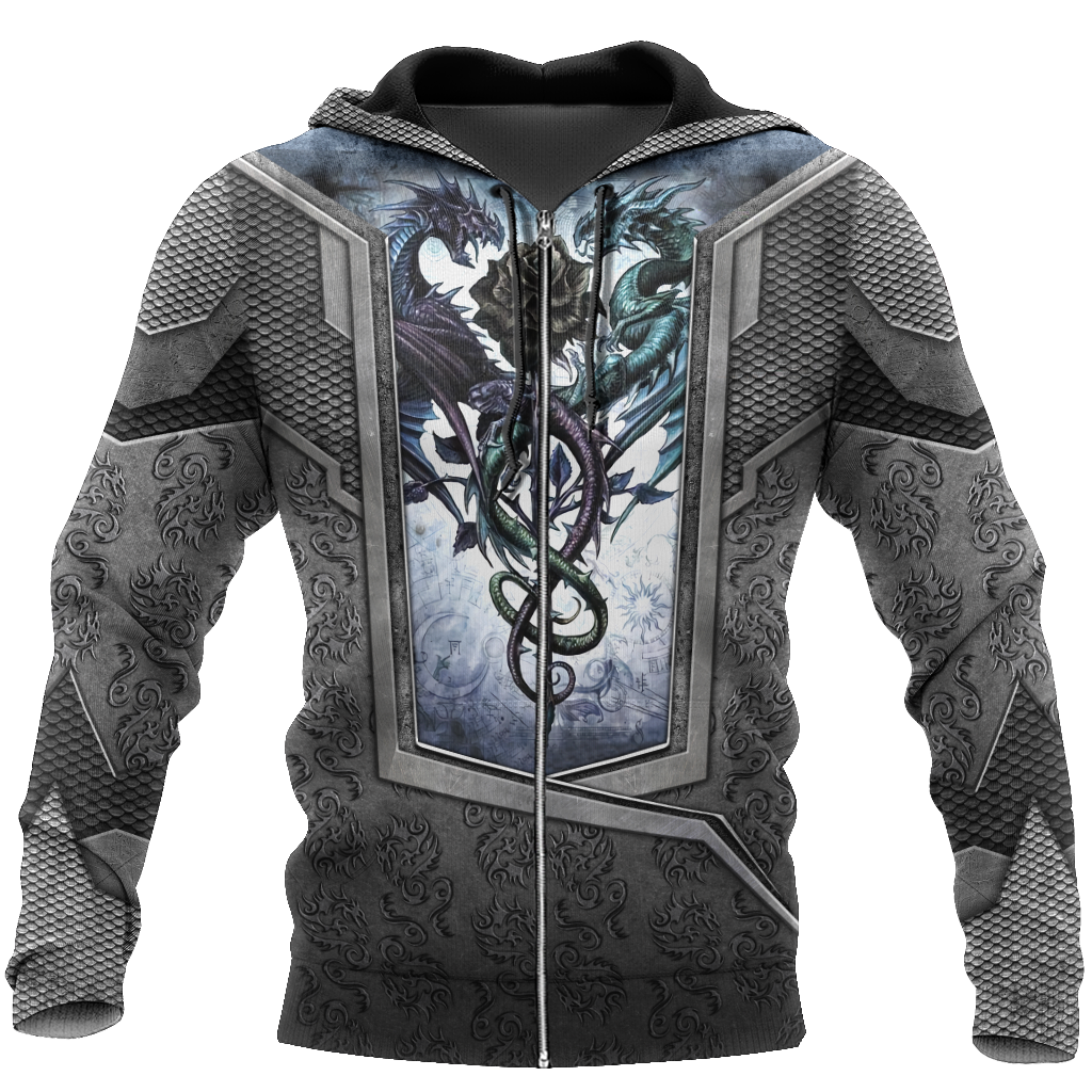 3D Tattoo and Dungeon Dragon Hoodie HAC020114-Apparel-NM-Zip hoodie-S-Vibe Cosy™
