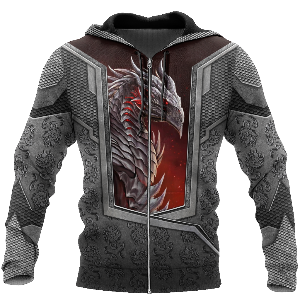 3D Tattoo and Dungeon Dragon Hoodie HAC020109-Apparel-NM-Zip hoodie-S-Vibe Cosy™