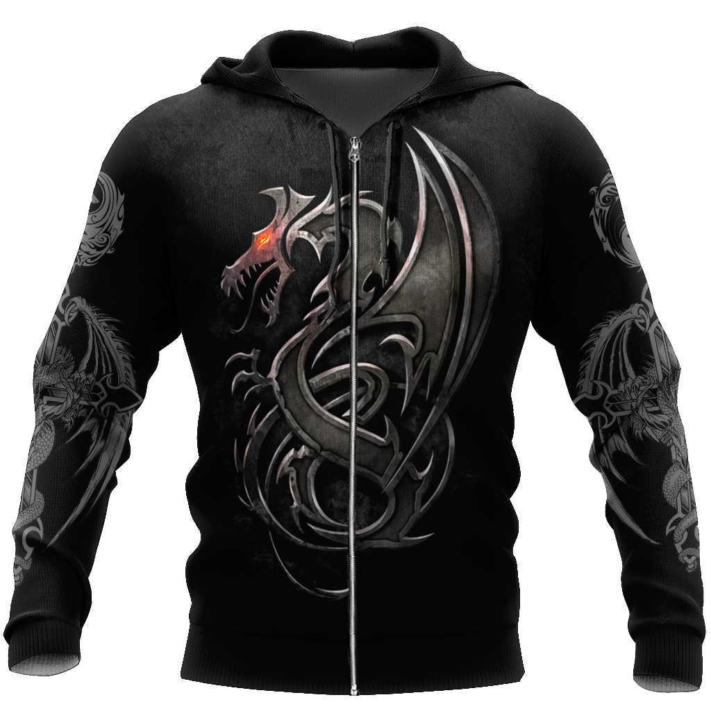 3D Armor Tattoo and Dungeon Dragon Hoodie HAC130102 - Amaze Style™-Apparel