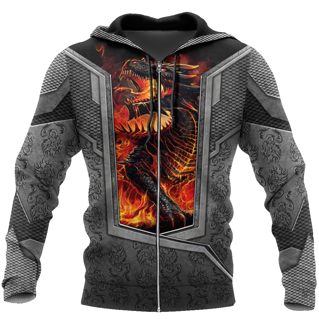 3D Tattoo and Dungeon Dragon Hoodie HAC27126-Apparel-NM-Zip hoodie-S-Vibe Cosy™