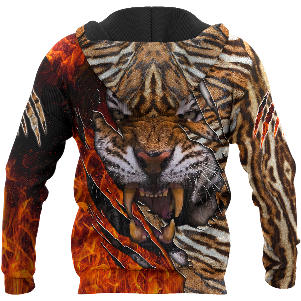 Warrior Tiger Hoodie Over Printed for Men and Women