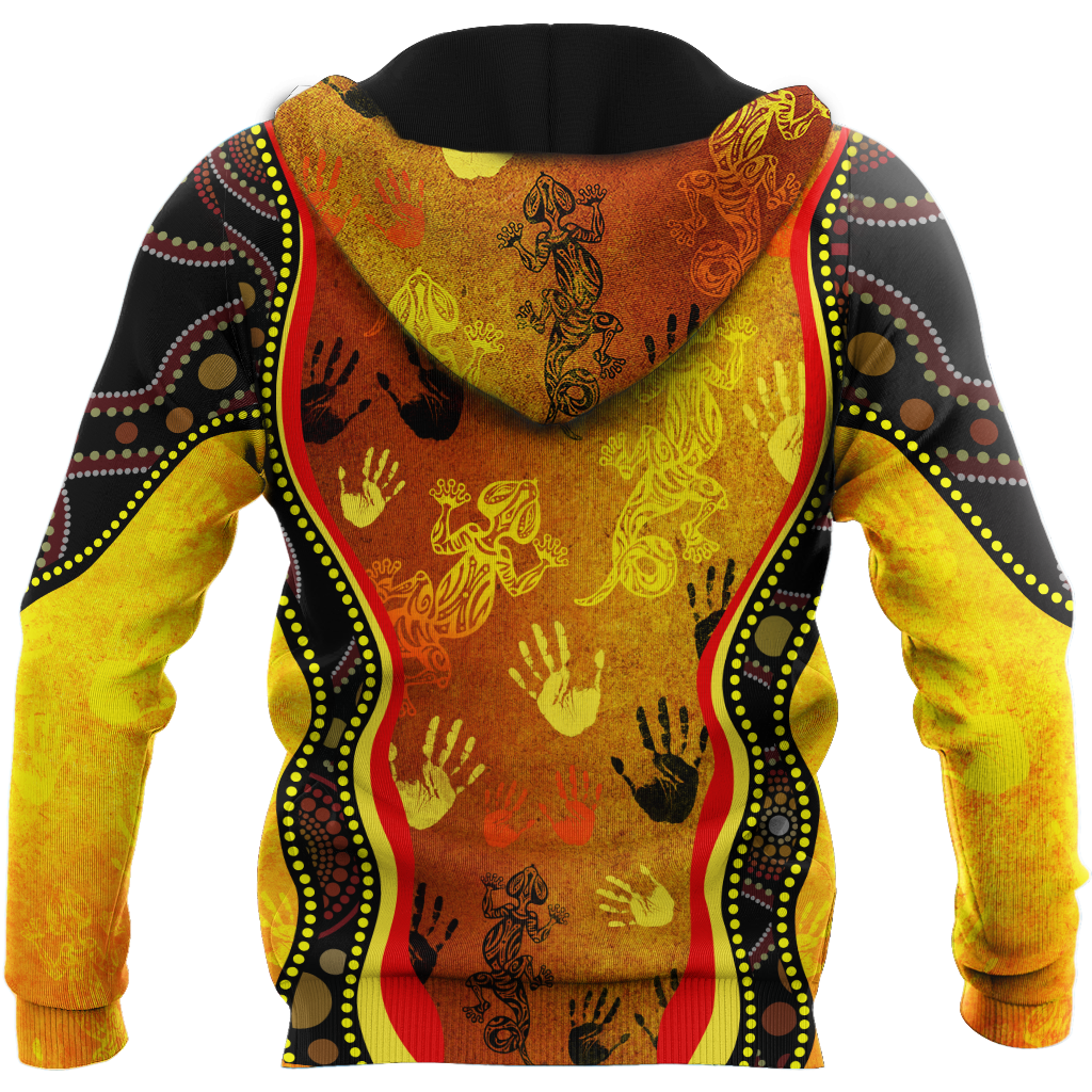 Aboriginal Australia Rock Painting Hand Lizard Art Golden Style shirts for men and women