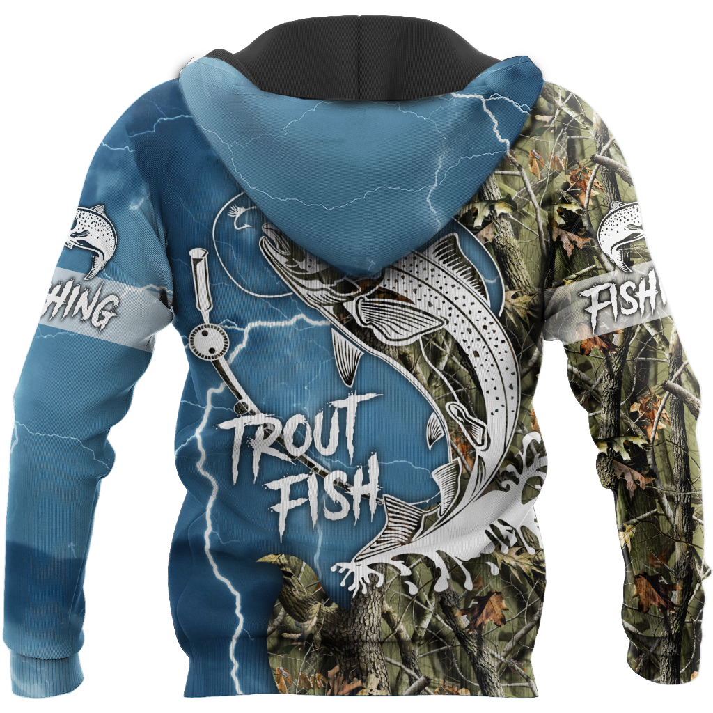 Trout Fishing blue Tattoo camo shirts for men and women