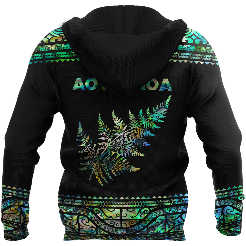 Aoteatoa New Zealand Maori Silver Fern Paua Shell 3D Unisex Hoodie