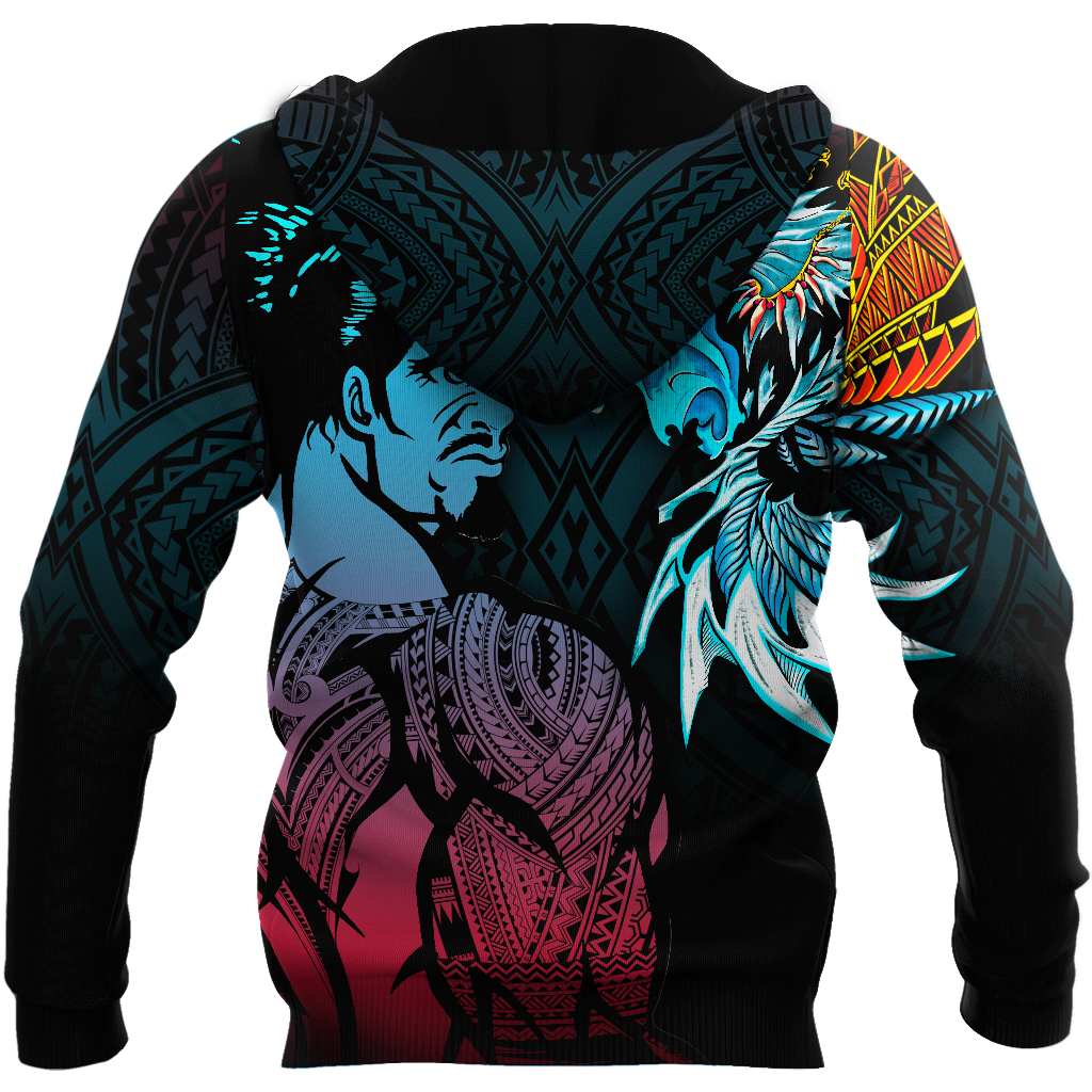 Amazing Polynesian Warrior 3D Tattoo Unisex Deluxe Hoodie ML