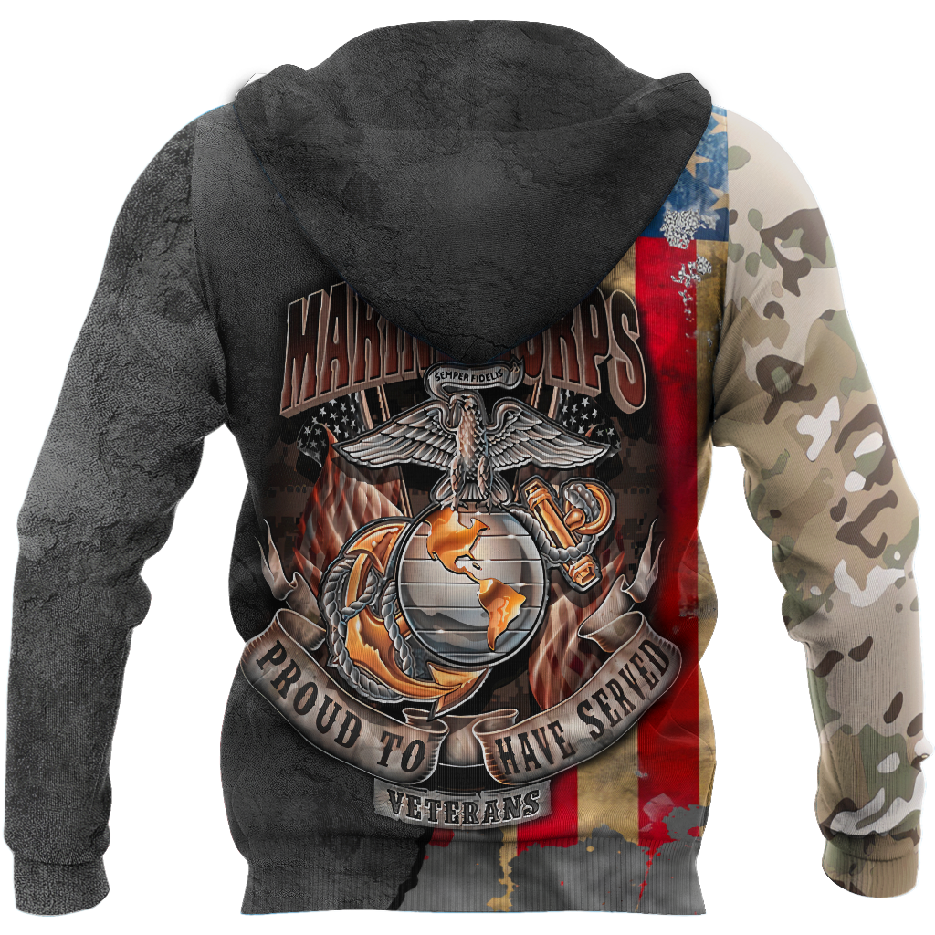 All Over Printed U.S Marine Corps Veteran Hoodie HHT31082003-MEI