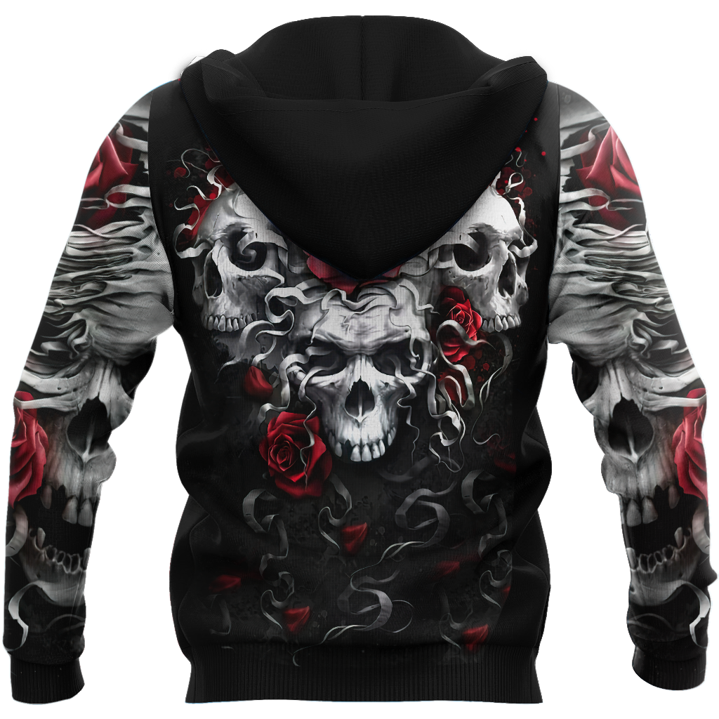 Unique Unisex All Over Printed Skulls And Roses Shirts MEI