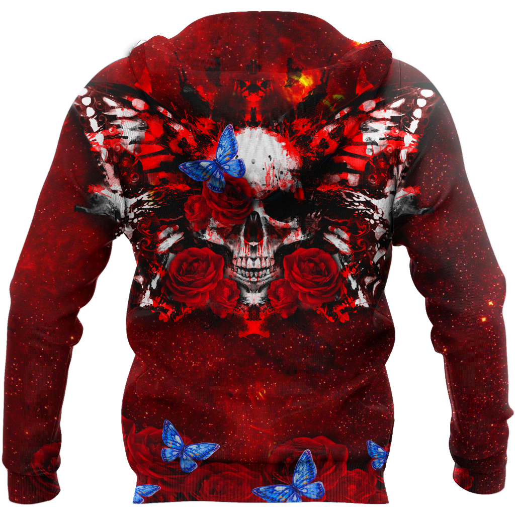 Butterfly love Skull red 3D all over printed for man and women QB05312002