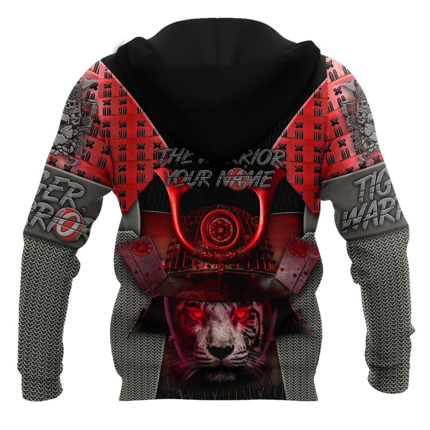 3D Tiger Samurai Warrior Custom Name Hoodie Shirt for Men and Women