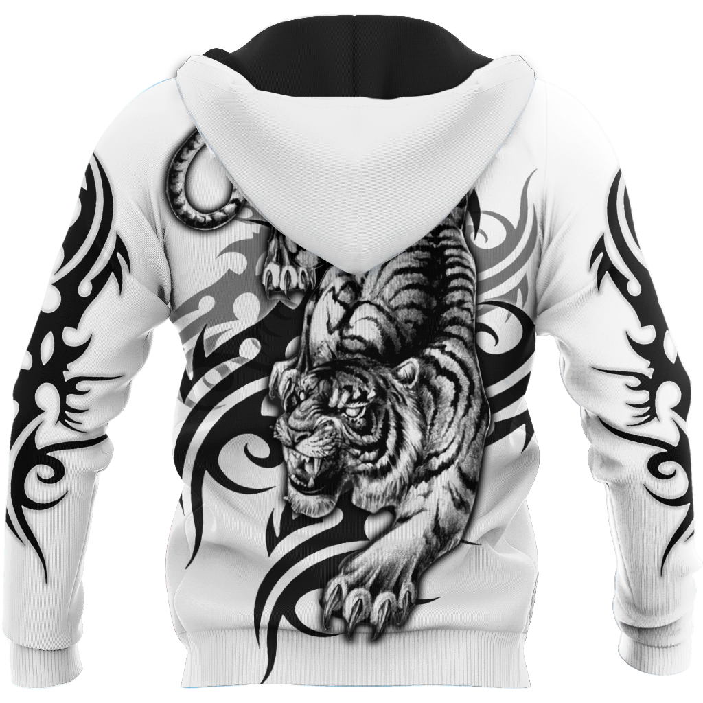 White Tiger Tribal Tattoo 3D All Over Printed Shirts For Men and Women