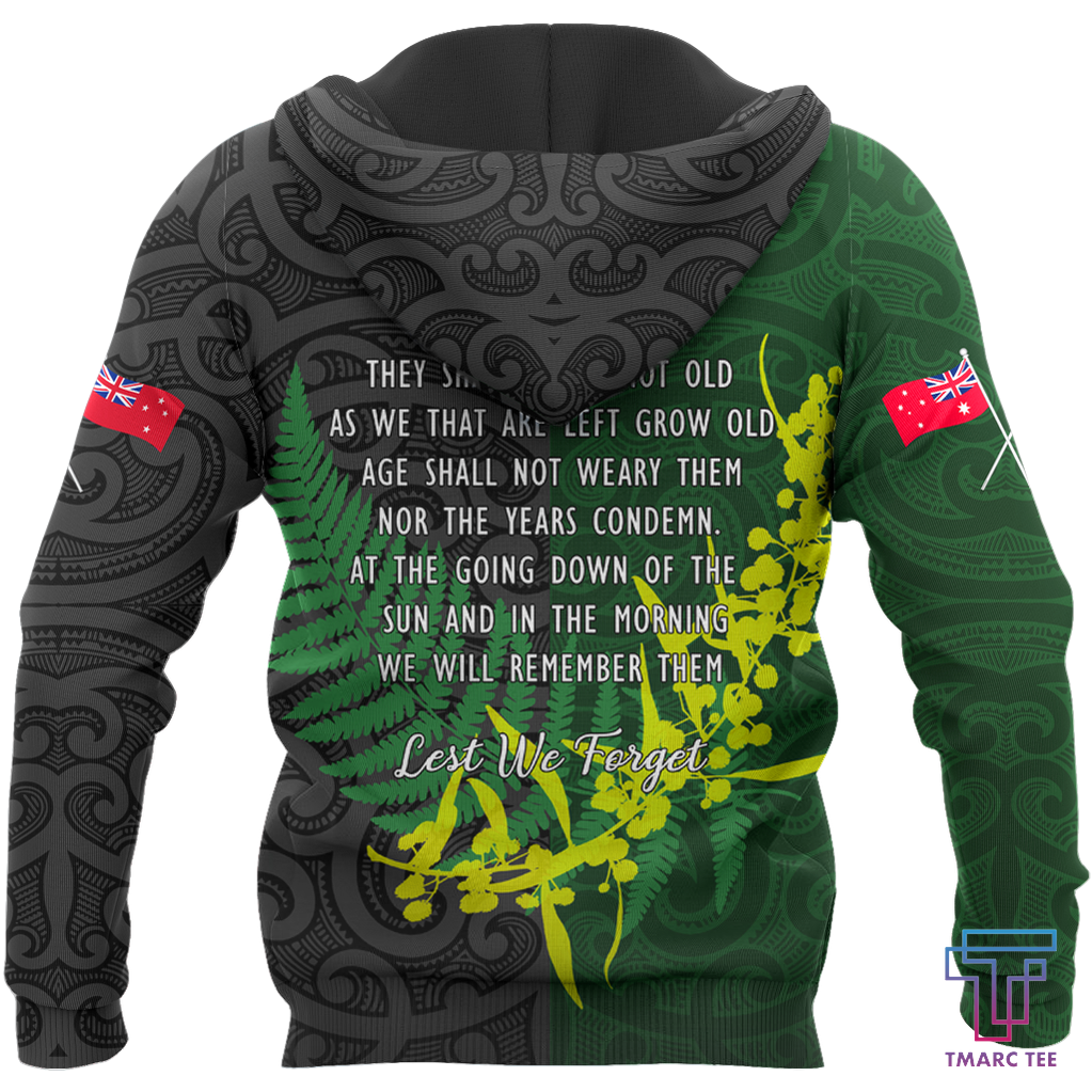 Tmarc Tee The ode remembrance Kiwi and Australia Soldier 3D print shirts