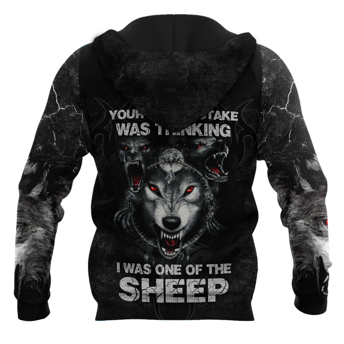 Wolf I Am Not A Sheep Over Printed Unisex Hoodie ML