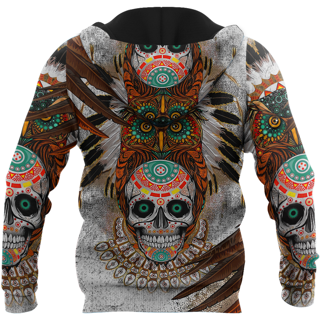 Sugar Native Skull Over Printed Hoodie