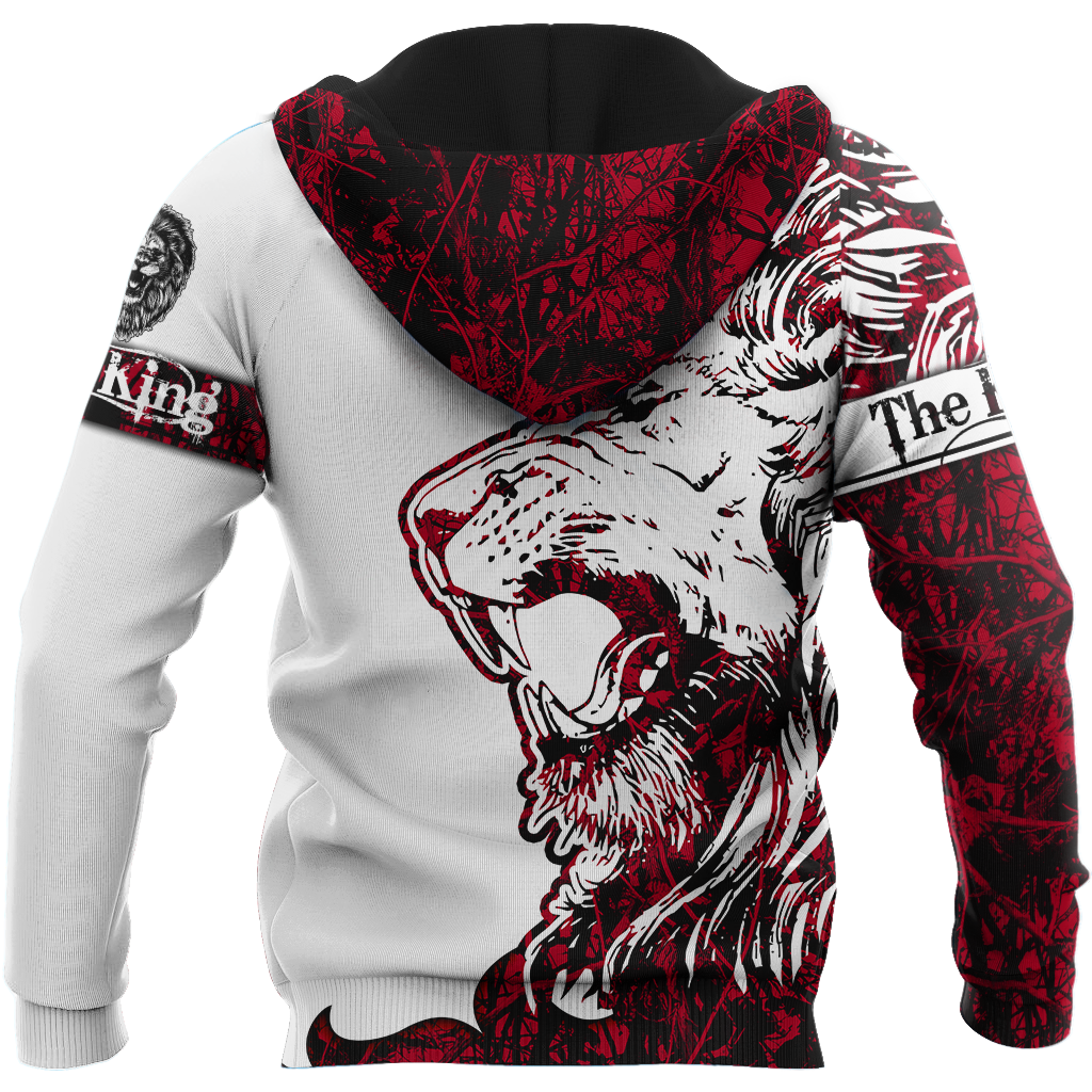 3D The Red Alpha King Lion Tattoo Over Printed Hoodie