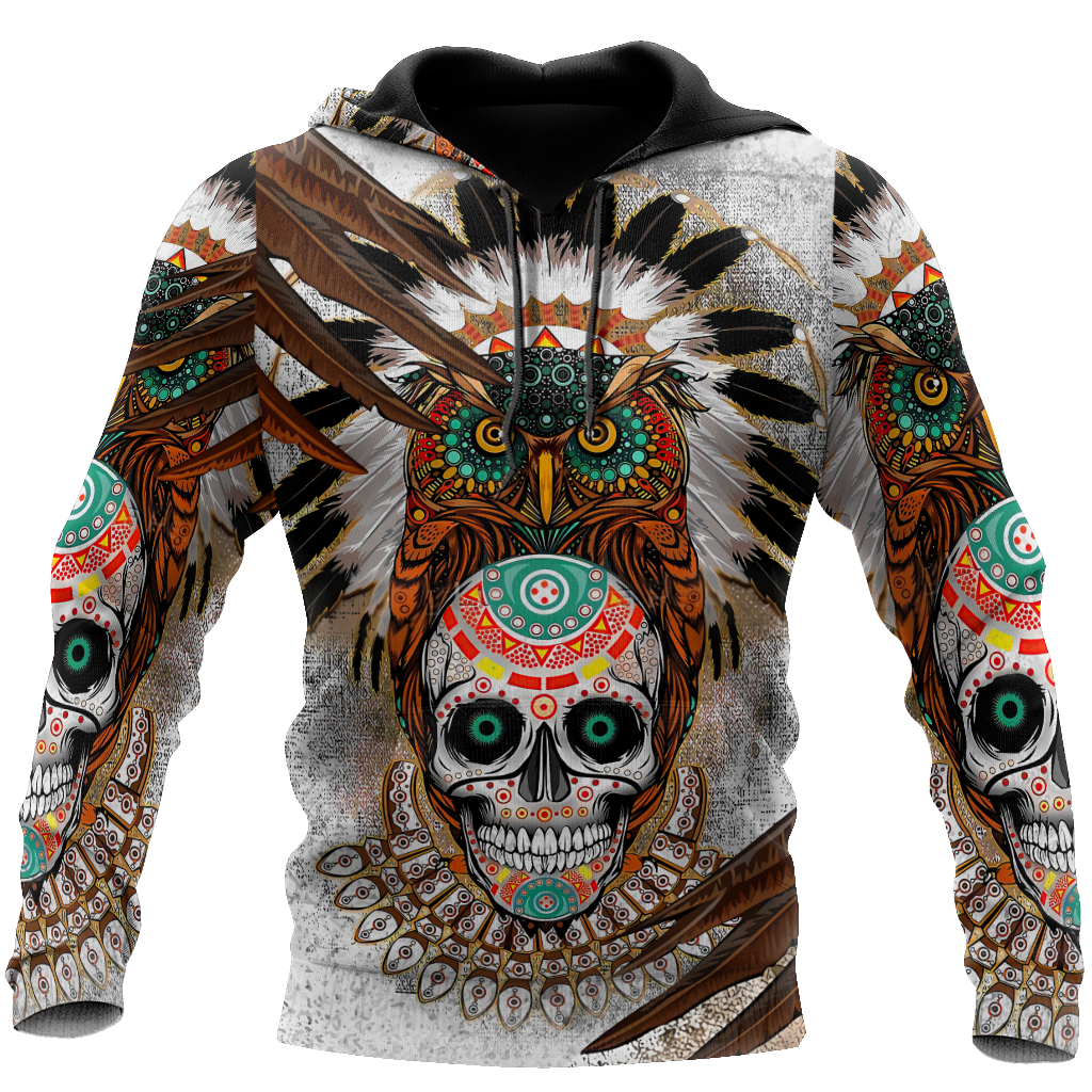 Sugar Native Skull Over Printed Hoodie