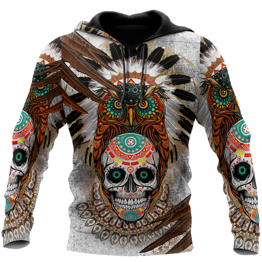 Sugar Native Skull Over Printed Hoodie