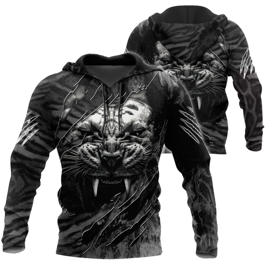 Warrior White Tiger Hoodie Over Printed for Men and Women