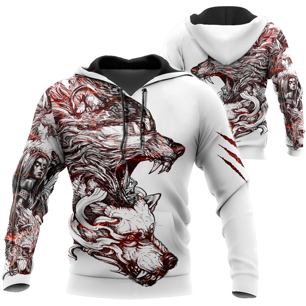 3D Alpha Wolf Tattoo Over Printed Shirt for Men and Women