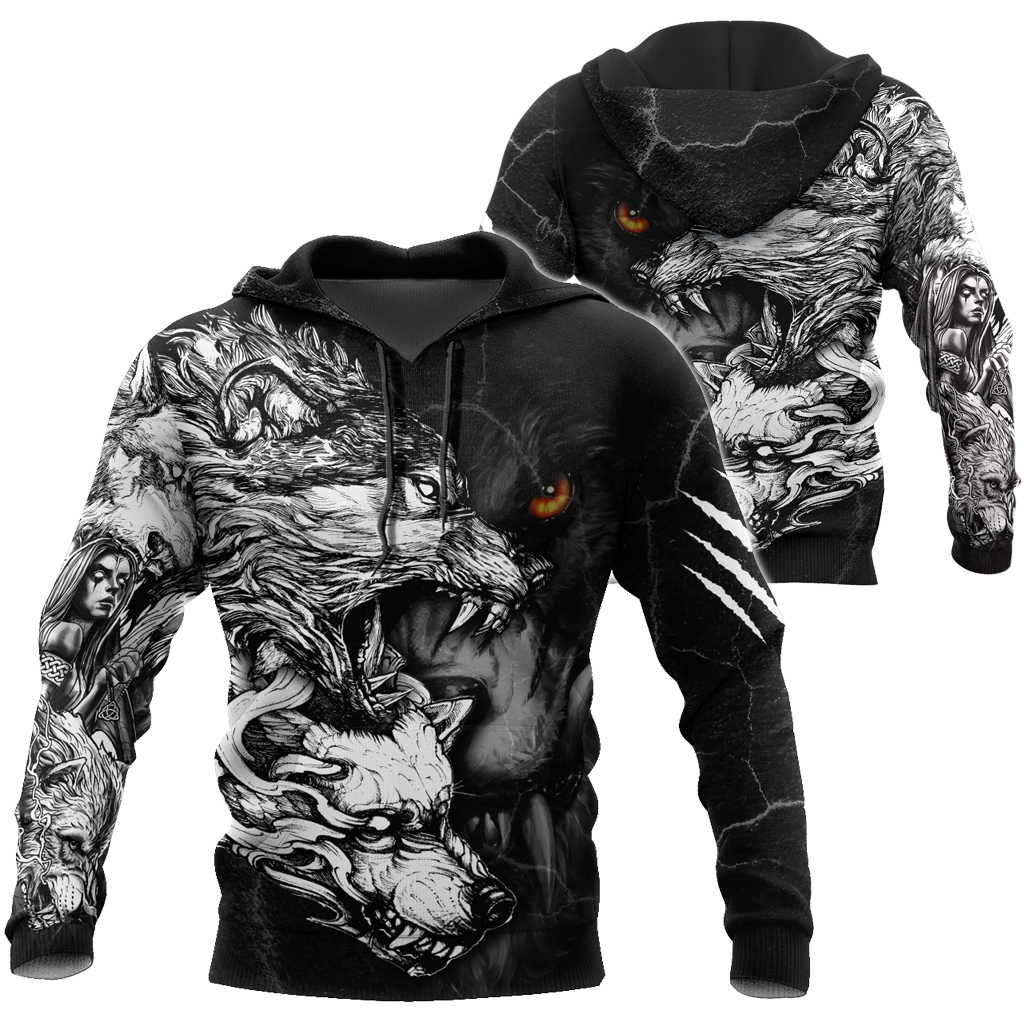 Wolf Tattoo Over Printed Shirt For Men and Women