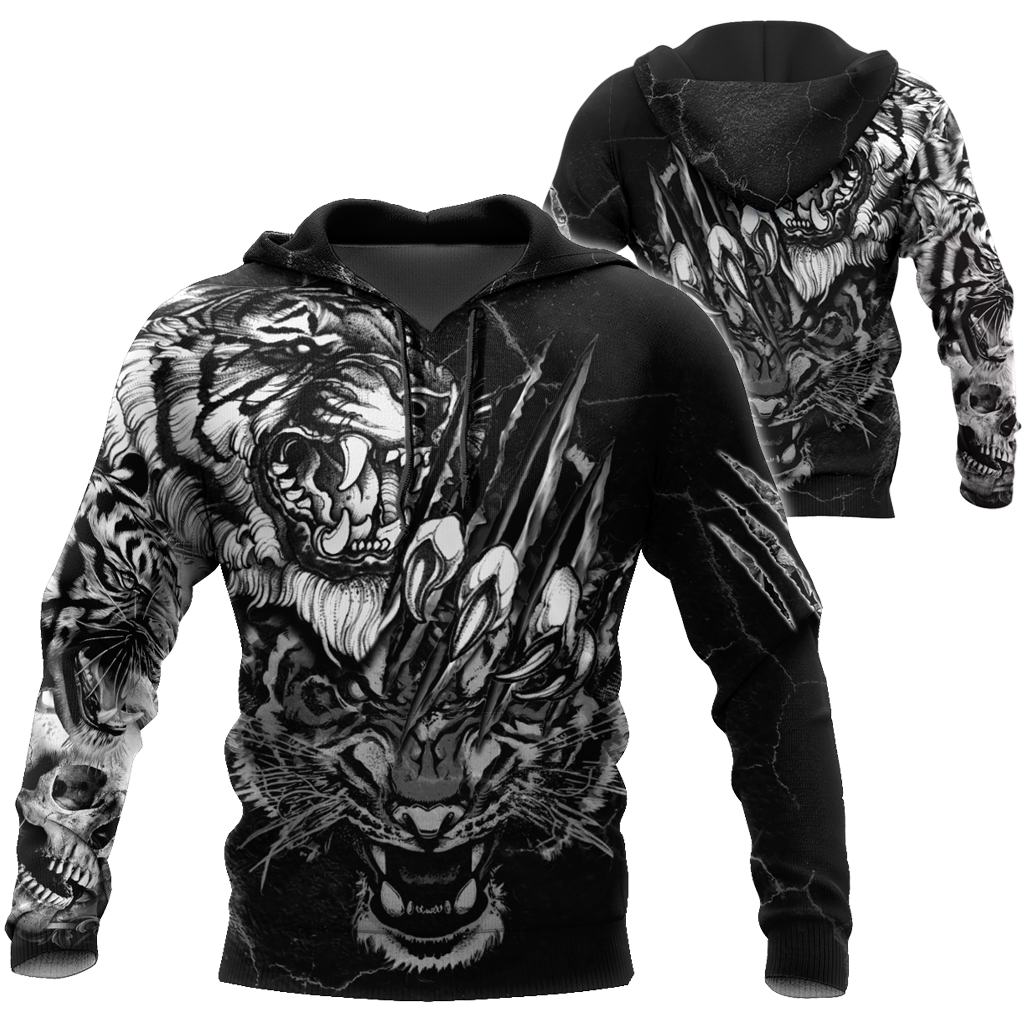 White Tiger 3D Tattoo Over Printed Shirt for Men and Women