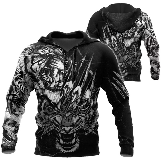 White Tiger 3D Tattoo Over Printed Shirt for Men and Women