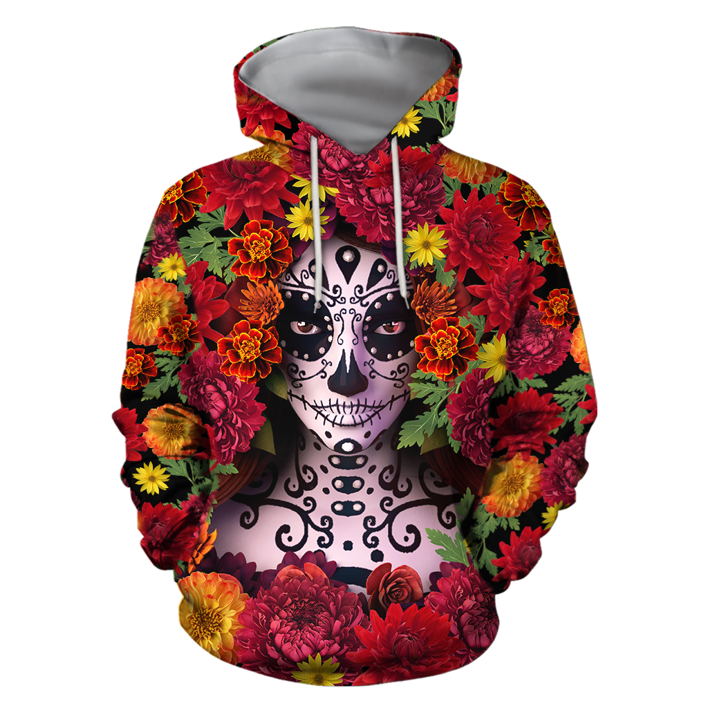All Over Printed Mexico Day Of The Dead Hoodie TR0409206-MEI