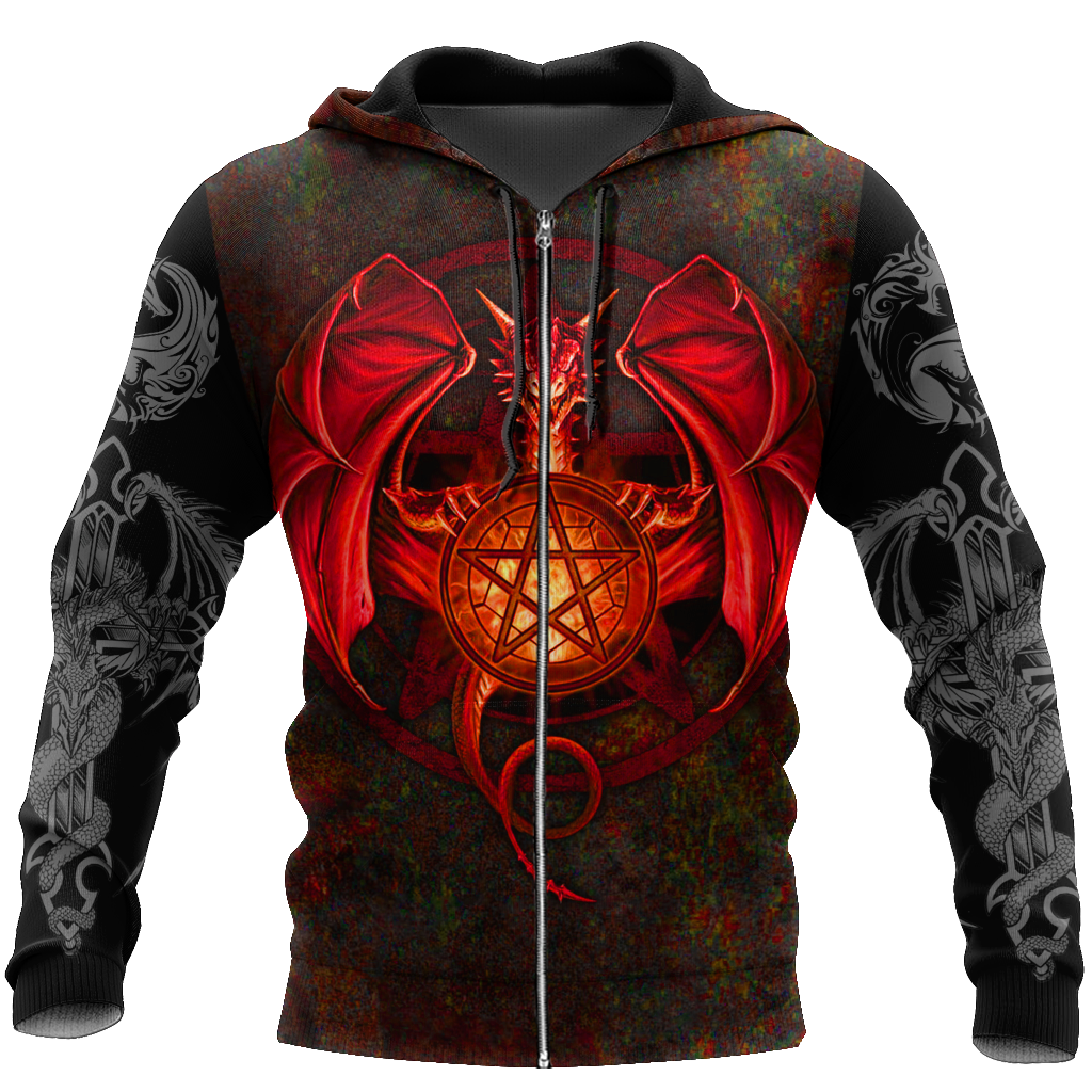 Tattoo and Dungeon Dragon Hoodie T Shirt For Men and Women HAC090607-Apparel-NM-Zipped Hoodie-S-Vibe Cosy™