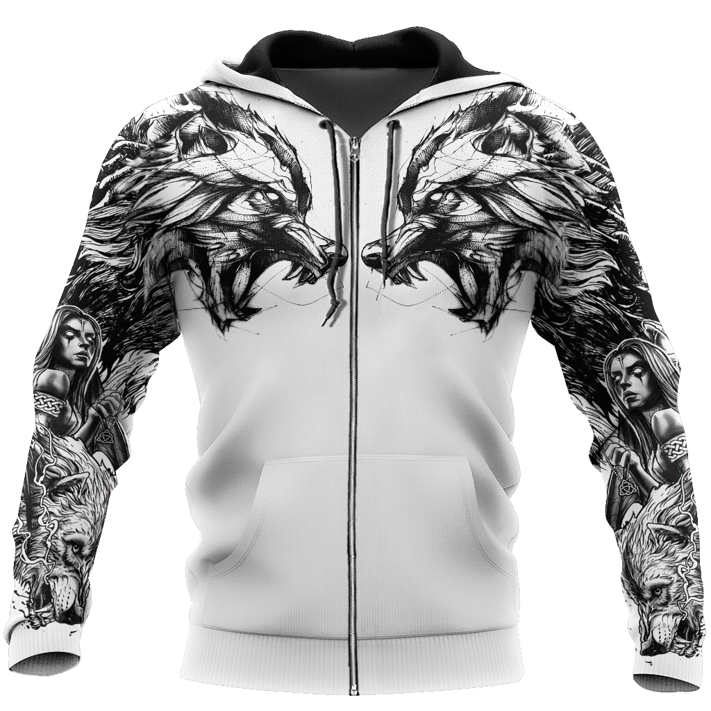Tattoo Wolf Hoodie T Shirt For Men and Women HAC300502-NM-Apparel-NM-Zipped Hoodie-S-Vibe Cosy™
