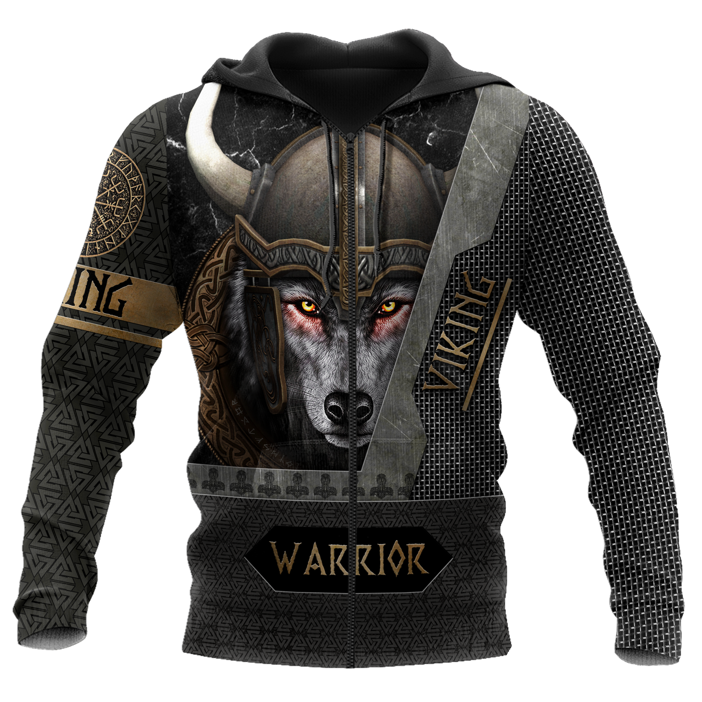 3D Viking Wolf Warrior Over Printed Hoodie for Men and Women