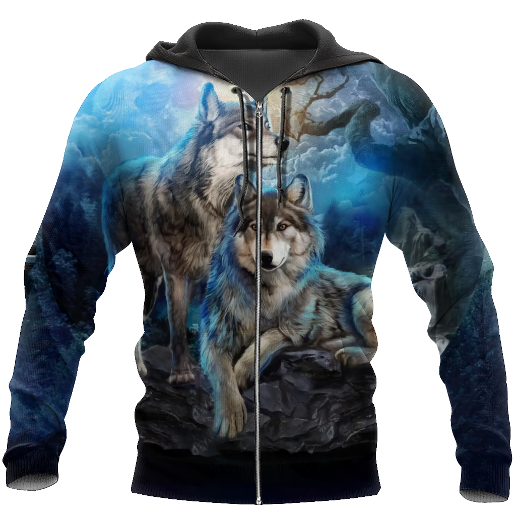 Wolf Hoodie T Shirt Cloak For Men and Women HAC220402-Apparel-NM-Hoodie-S-Vibe Cosy™