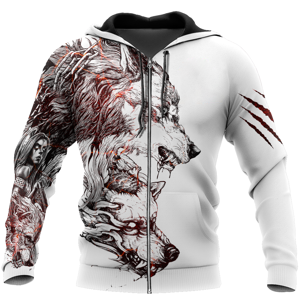 Tattoo Wolf Hoodie T Shirt For Men and Women HAC290502-NM