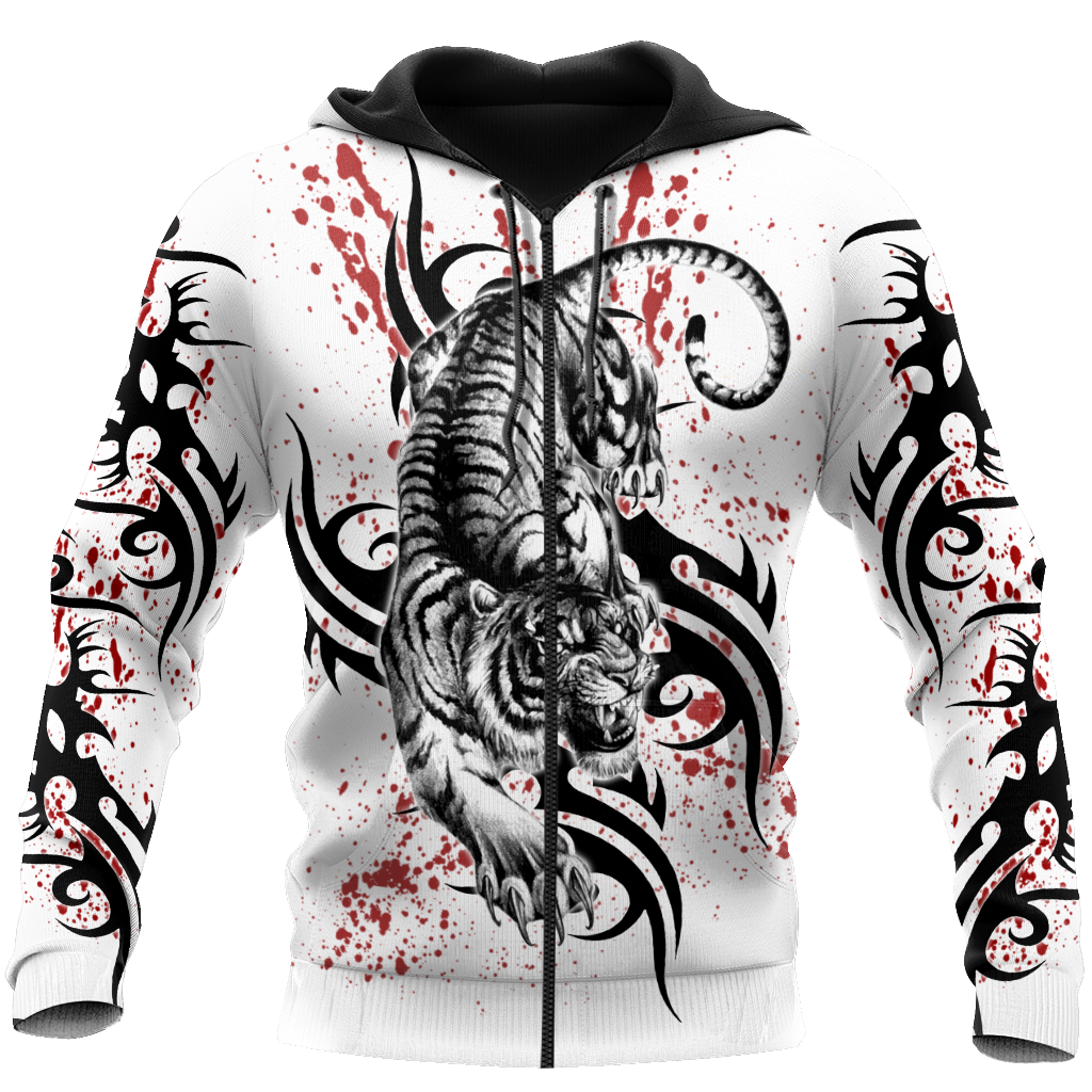 White Tiger Tattoo 3D All Over Printed Shirts For Men and Women