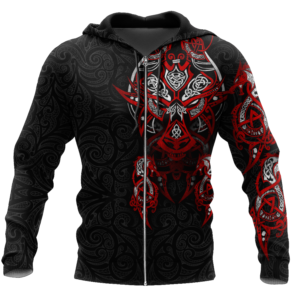 Viking Tattoo Dragon Hoodie T Shirt For Men and Women HAC150604-NM-Apparel-NM-Zipped Hoodie-S-Vibe Cosy™