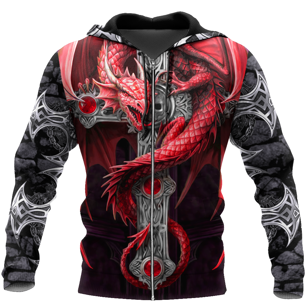 Tattoo and Dungeon Dragon Hoodie T Shirt For Men and Women HAC090606-Apparel-NM-Zipped Hoodie-S-Vibe Cosy™