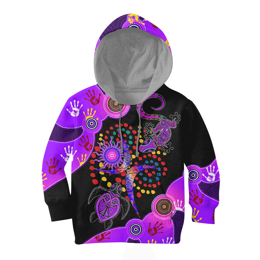 Aboriginal Naidoc Week 2021 Best Purple Turtle Lizard 3D All Over Printed Shirts For Kids