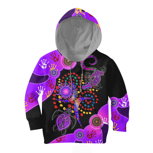 Aboriginal Naidoc Week 2021 Best Purple Turtle Lizard 3D All Over Printed Shirts For Kids