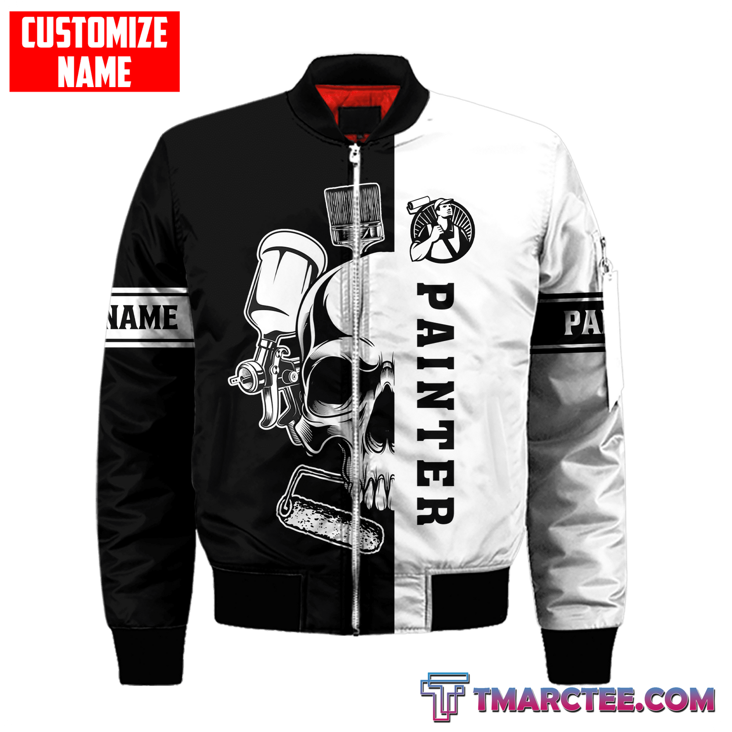 Tmarc Tee Personalized Name Painter 3D All Over Printed Unisex Shirts Skull