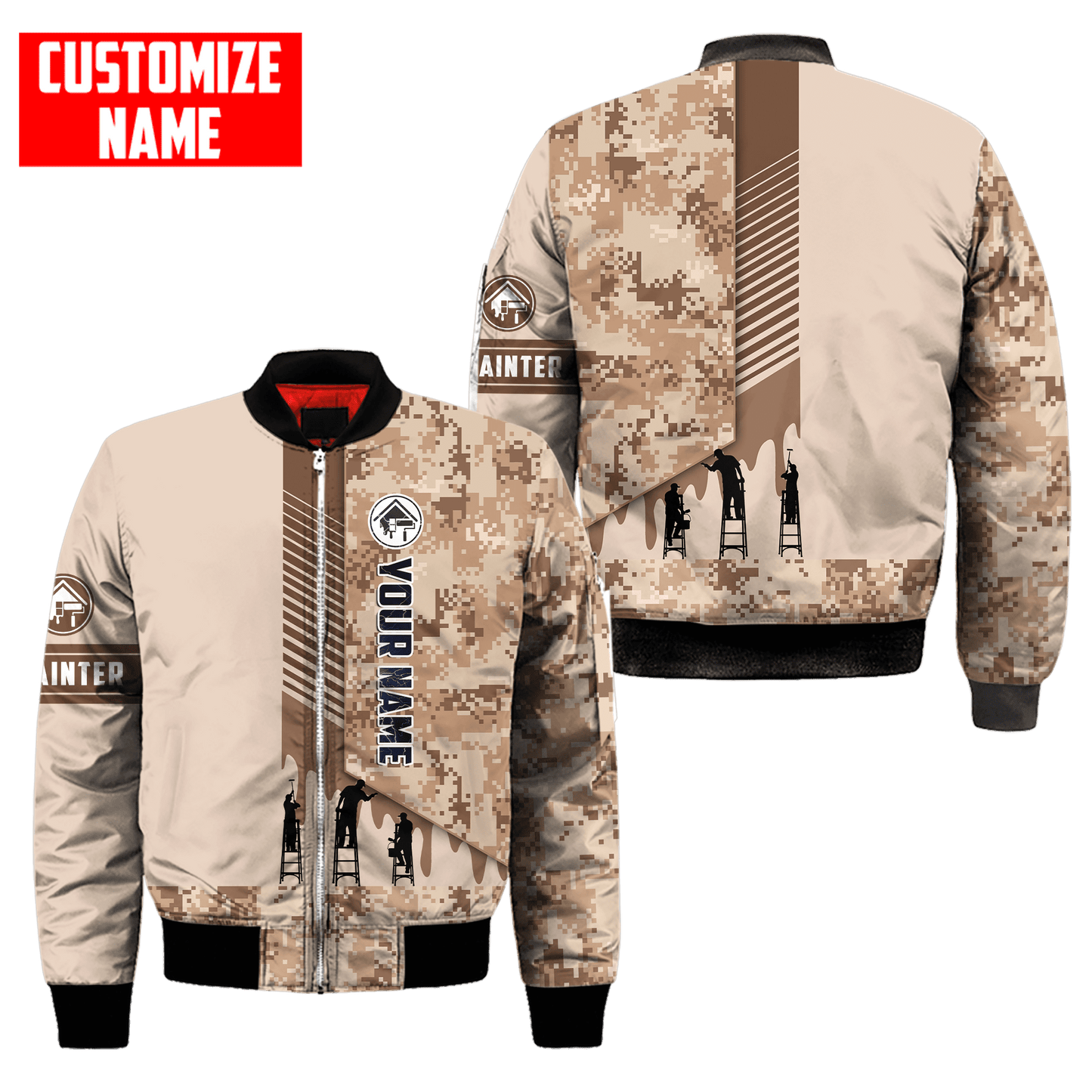 Tmarc Tee Personalized Name Painter 3D All Over Printed Unisex Shirts Brown Camo