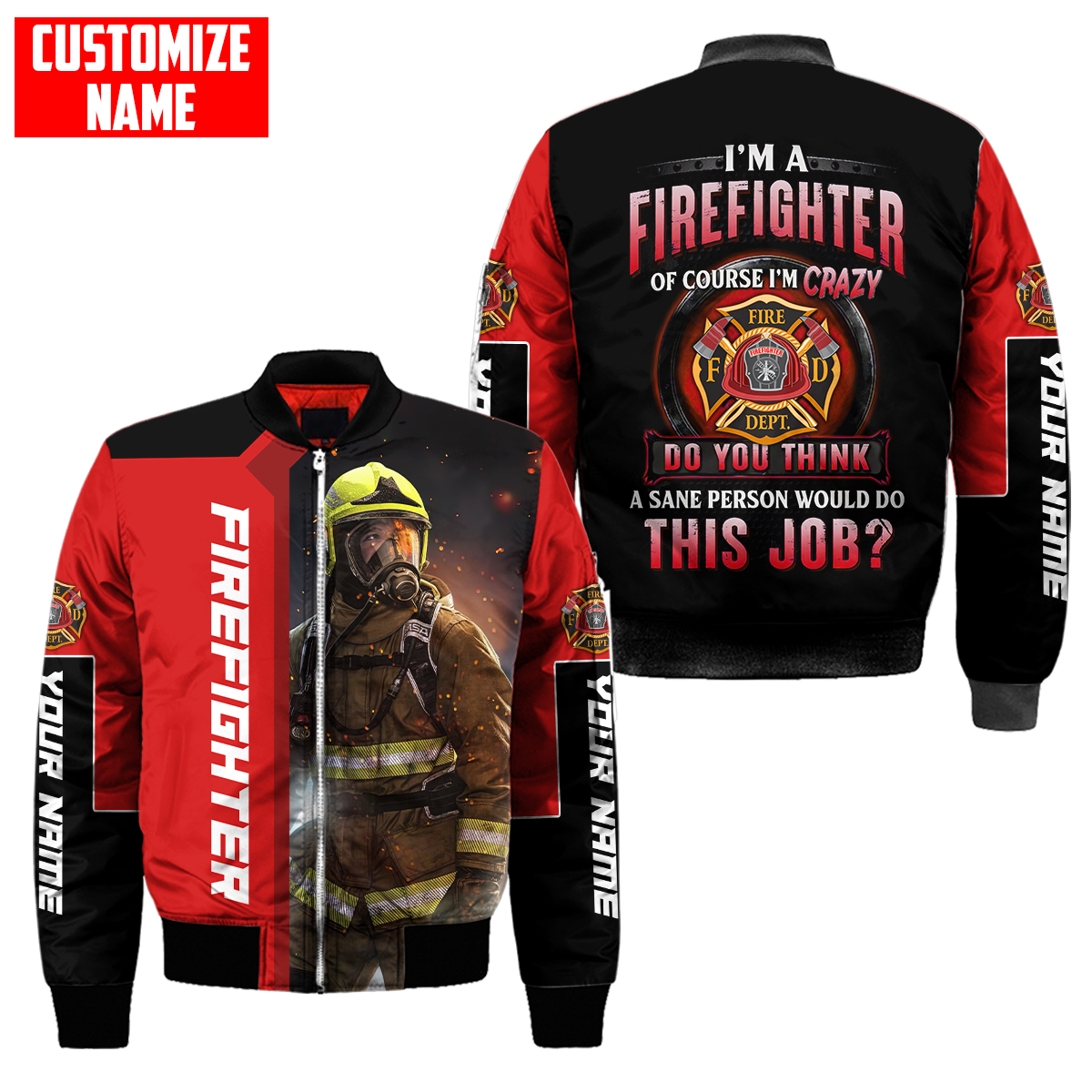 Customize Name Firefighter 3D All Over Printed Unisex Shirts