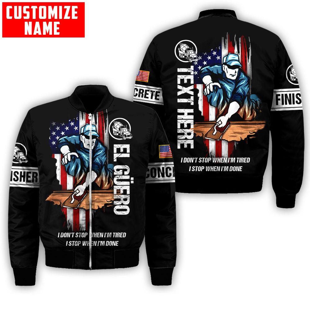 US Concrete Finisher Custom name 3D printed shirts