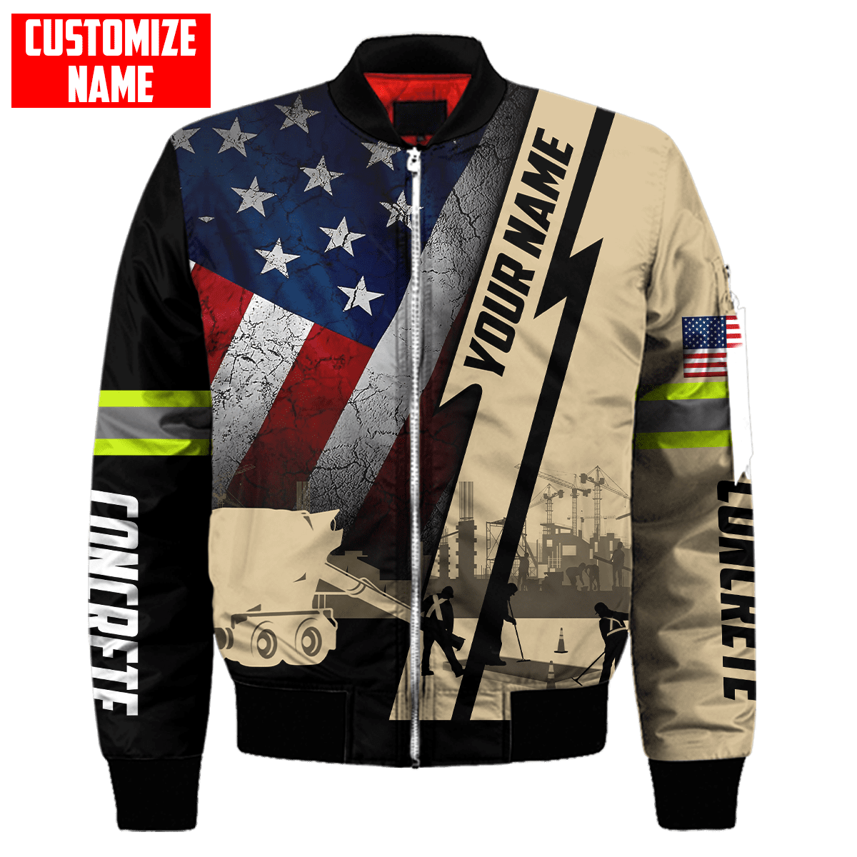 US Concrete Finisher Custom name 3D printed shirts