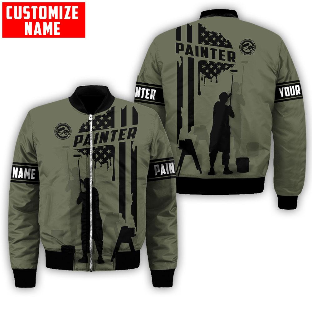 Tmarc Tee Personalized Name American Painter 3D All Over Printed Unisex Shirts Green