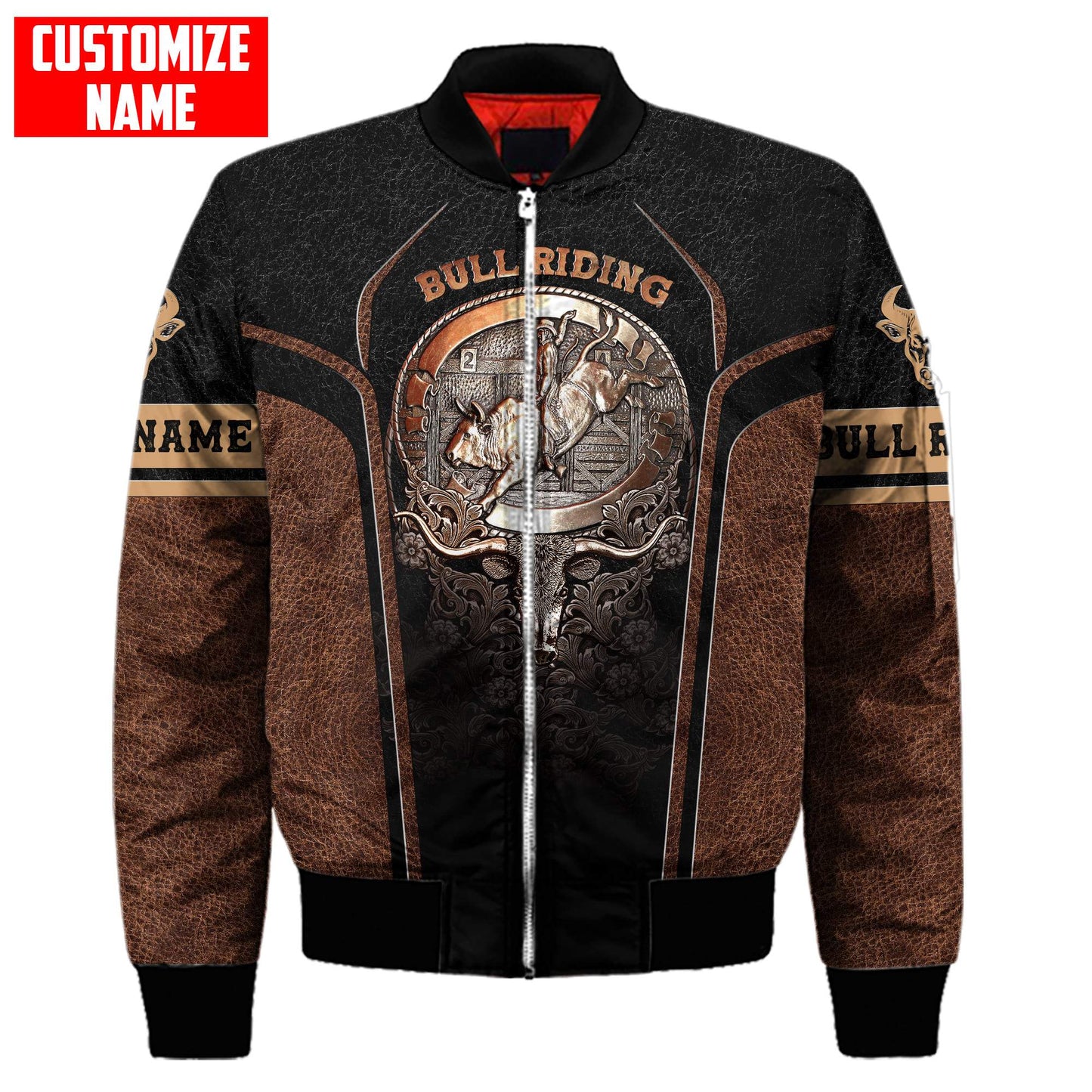 Tmarc Tee Personalized Name Bull Riding Metal Logo 3D All Over Printed Unisex Shirts