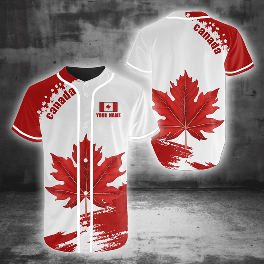 Canada Day No3 Personalized Name Pullover Premium Unisex Baseball Shirt Maple Leaf